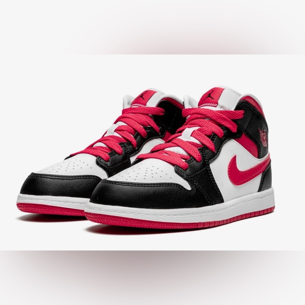Nike Air Jordan 1 mid PS “White/Very Berry “ Kids Sneakers size 3Y